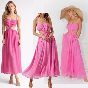 Astr Pink Cutout Maxi Dress Flowy Barbiecore Romantic Resort Feminine Girly Sz M